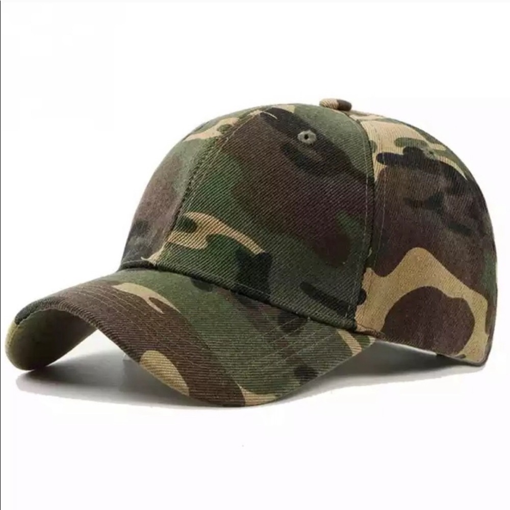 Camo Baseball Cap. Adjustable Velcro Strap.